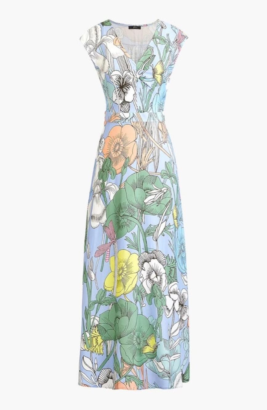 J.Crew Pastel Floral Maxi Dress Size 8 Blue Green Viscose Vacation Resort